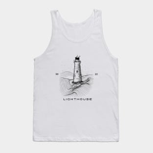 Lighthouse Minimalist Design with Mountain Tank Top